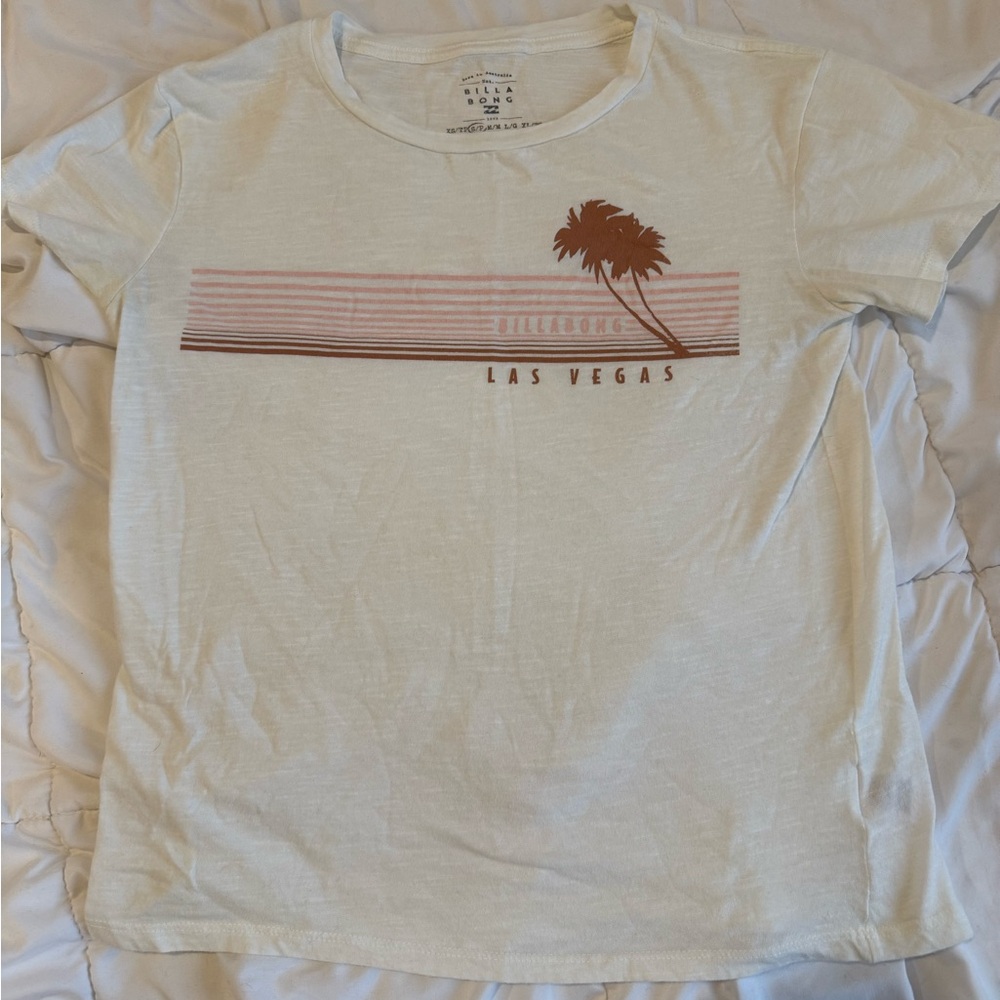 Billabong Cream and Brown Graphic Tee